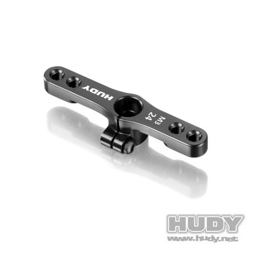HUDY 293448 ALU CLAMP THROTTLE SERVO HORN - HITEC - 2-HOLE M3 - 24T - 293448