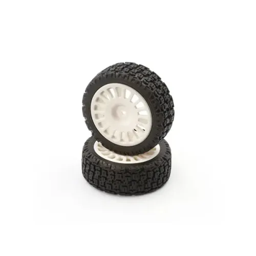 LC RACING L6266 25mm 18 Spokes Rally Tires Set 2pcs White(12mm Hex)